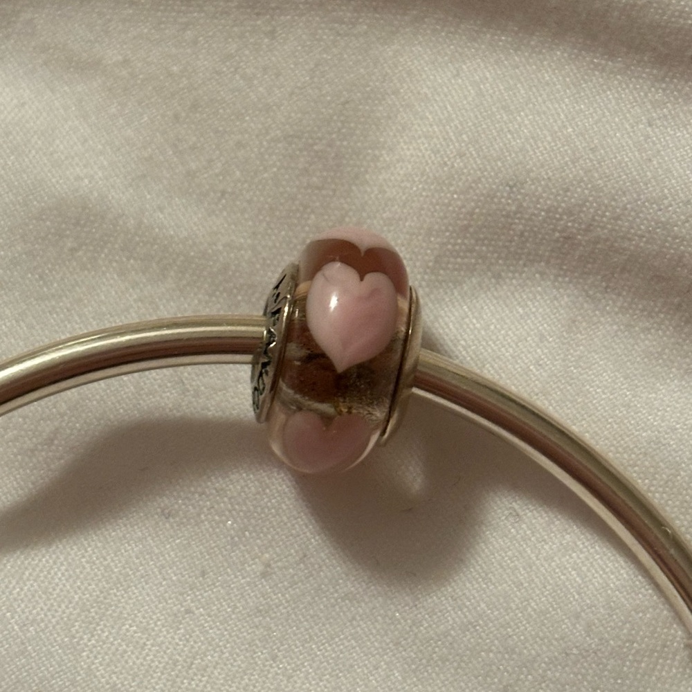 Pink Hearts Glass Bead